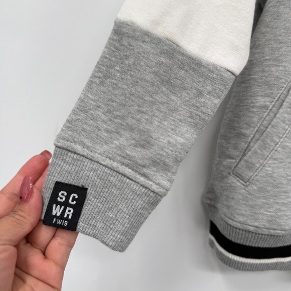 Zara Kids Size 7 Gray Black Color Block‎ Hoodie Jacket Varsity Style - Picture 4 of 10